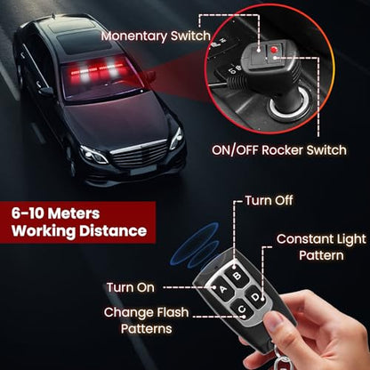 Red and White Emergency Fire Firefighter Strobe Lights Bar For Vehicles Trucks Ambulance 23 Flash Patterns Fire 2 in 1 Lights 2pcs 12.8 inch Safety Warning Lights Wireless Remote Control - color: Red White