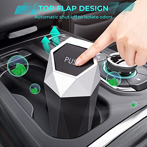 Car Trash Can with Lid, 2 Pack Diamond Design Mini Cup Holder Trash Can for Car, Office, Home Use, Silver - color: Silver, size: 2 Pack