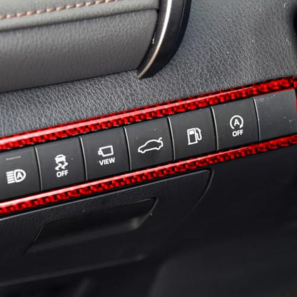 Durable Carbon Fiber Compatible with Toyota Camry 2018-2024 Accessories Car Main Driver Side Multifunction Button Frame Cover Interior Trim Sticker Decal Red - color: Multifunction Button Frame