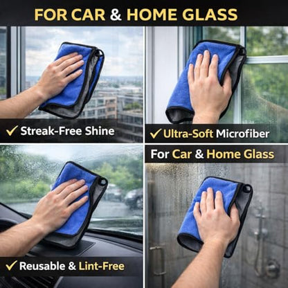 Microfiber Cleaning Towel for Kitchens, Cars and Gym, 10 Pack, Ultra-Soft Thick Quick-Drying 500GSM Towels for Car Polishing, Detailing, Workout and Fitness Use