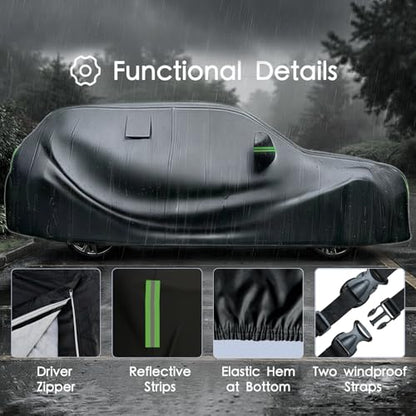Car Cover Waterproof All Weather 10 Layers SUV Car Cover Universal 210T Heavy Duty Fit for Toyota RAV4,Honda CRV,Tesla Model Y,Chevrolet Equinox,Nissan Rogue etc.(Black,Fits SUVs up to 190") - color: Black, size: Fits SUVs up to 190"