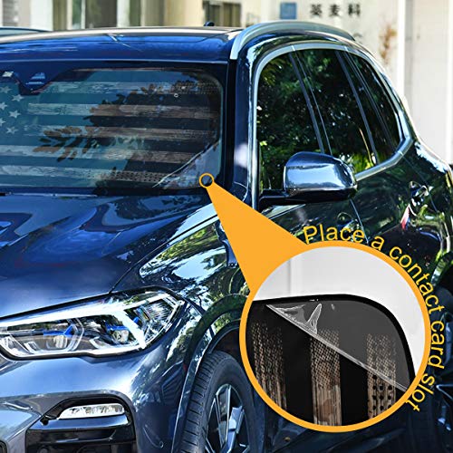 Camouflage American USA Flag Car Windshield Sunshade Foldable Reflective Sun Shade Blocks UV Rays - color: American Flag