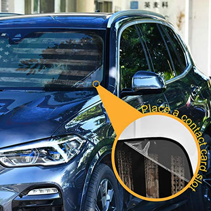 Camouflage American USA Flag Car Windshield Sunshade Foldable Reflective Sun Shade Blocks UV Rays - color: American Flag