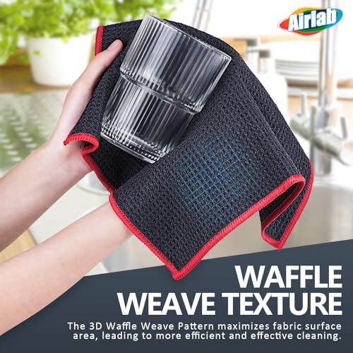 Airlab Microfiber Cleaning Cloth Waffle Weave Dust Rags for Household Kitchen Towel Absorbent Quick Drying Cleaning Rags Streak Free Lint Free, 6 Pack,12 x 12 Inches, Grey - color: Grey, Pack of 6