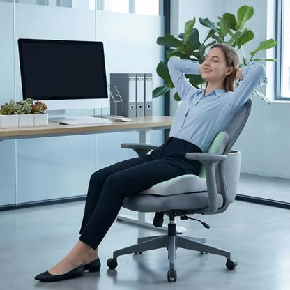 Office Chair Cushion with Back Support, Ergonomic Seat Cushion High Density Memory Foam with U-Shaped Raised Sides, Breathable Coccyx Relief for Better Posture, Office Chair, Car, Home (Green) - color: Green