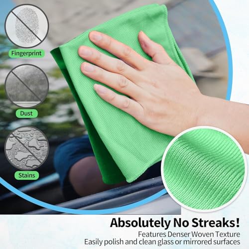 Microfiber Cleaning Cloth, 6 Pack Glasses Cleaning Cloth, 16" ×14" Window Cleaning Rags, Streak Free Lint Free Polishing Cloths Wipes for Eye Glass Stainless Steel Windshield, Sage Green - color: Sage Green, size: 6 Pk-16" X 14"