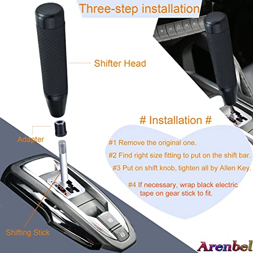 Long Gear Shifter Knob Leather Covered Car Stick Shift Lever Alloy Handle Fit Most Manual Vehicles, Black - color: Black