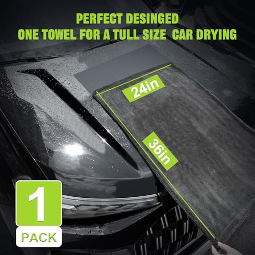 TTRCB 2 Pack 1300 GSM Car Drying Towel, Microfiber Towels for Cars - 36" x 24" & 16" x 16", Ultra-Absorbent, Streak Free, Car Wash Mitt, Car Detailing Cleaning Accessories Supplies Essentials - size: 36" x 24" & 16" x 16"