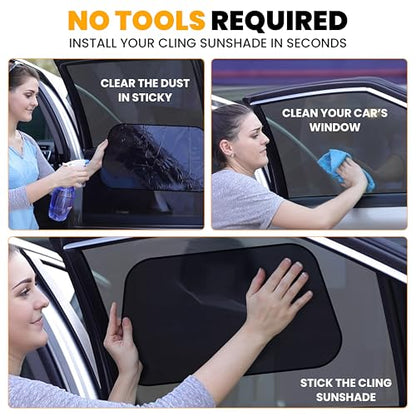 EcoNour Car Side Window Shades for Baby | 4 Pack - Car Window Sun Blocker Shades for Kids | Foldable Cling Window Cover Protects UV & Heat Glare | Window Shade for Privacy | Medium (21"x12") - size: Medium Plus - 4 Pack