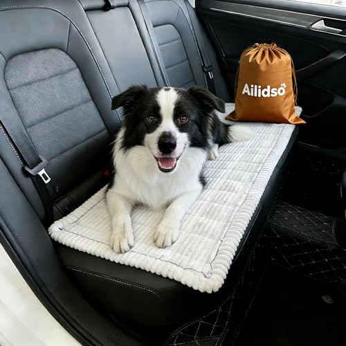Dog Car Seat Cover, Pet Couch Covers for Car and Sofa, Non-Slip Backseat Pet Bed Mat, Machine Washable, Soft Plush Travel Seat Protector with Portable Storage Bag (White,23.6''×70'') - color: White, size: 23.6''×70''