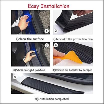 Custom Car Door Sill Protector Personalized Text/Logo Decal Decorative Carbon Fiber Anti-Scratch Sticker Entry Guard Décor