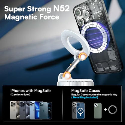 2026 Updated Model Magnetic Car Phone Holder – Strong Suction Cup Car Mount for iPhone & Android, 360° Rotating Dashboard & Windshield Phone Stand, Cell Phone Holder Car Accessories (White) - color: White
