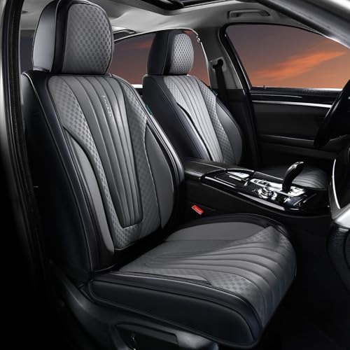 FLORICH Car Seat Covers, Premium Leatherette Car Seat Covers Front Seats, Automotive Vehicle Seat Cushions, Waterproof Seat Protectors for Sedans Cars SUV Trucks, Black&Gray - color: Black&Grey, size: Frontpair