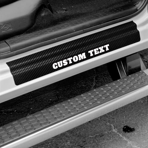 Custom Text Car Accessories Carbon Fiber Door Sill Scuff Plate Auto Door Entry Guard Scratch Shield for Dodge Ram 1500 2012-2024 2025 2026 Auto Accessories(Custom Text, 1500) - color: CUSTOM TEXT, size: 1500