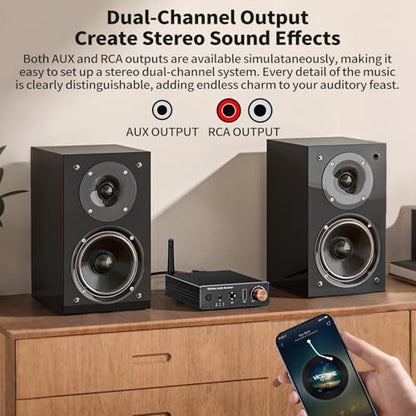 M6R Bluetooth 6.0 Receiver Audio Receivers Support Microphone Singing U Disk Playback Infrared Remote Control Dual Output,for Old Stereo/Speakers/Wired Speakers/Home Audio Music Streaming Etc - color: M6R