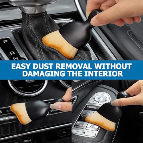 Osilly Car Detailing Brush, Auto Interior Soft Bristles Curved Cleaning Brush, Dust Collectors Dirt Removal Tool for Car Dashboard, Air Conditioner Vents, Leather, Computer, Scratch Free (Brown/White) - color: Brown/White