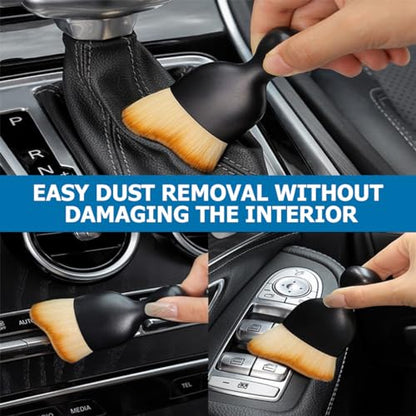 Osilly Car Detailing Brush, Auto Interior Soft Bristles Curved Cleaning Brush, Dust Collectors Dirt Removal Tool for Car Dashboard, Air Conditioner Vents, Leather, Computer, Scratch Free (Brown/White) - color: Brown/White