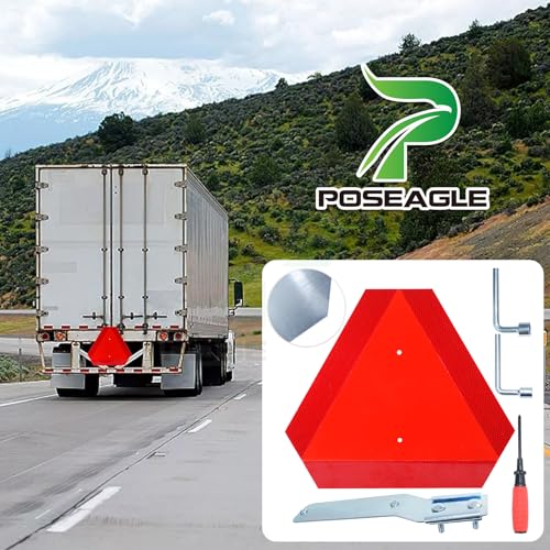 Aluminium Slow Moving Vehicle Bracket with Slow Moving Vehicle Sign for Golf Cart, Club Cars, Tractors, and any Utility Vehicles(1x Slow Moving Vehicle Triangle+1x Sign Mounting Bracket) - color: A08 1xSMV Bracket with Aluminum Sign and Toos