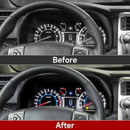 Car Speedometer Surround ABS Sticker Carbon Fiber Decal Cover Interior Trim Accessories for Toyota 4Runner SUV 2010-2025 Black - color: Speedometer Surround