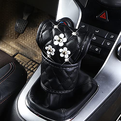 Plush Auto Gear Shift Knob Cover with Crystal Glitter Bling Rhinestones for Girls,Lady Universal Fit (Bling) (Little Daisy) - color: Little Daisy