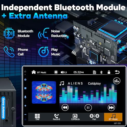 PLZ 10.1" Wireless Single Din Car Radio Stereo with Apple Carplay Android Auto Touch Screen, Car Play Audio Receivers Headunit, Bluetooth 5.3, Backup Camera, 240W, 2 Subwoofers, Navigation, FM/AM, SWC - size: 10.1"