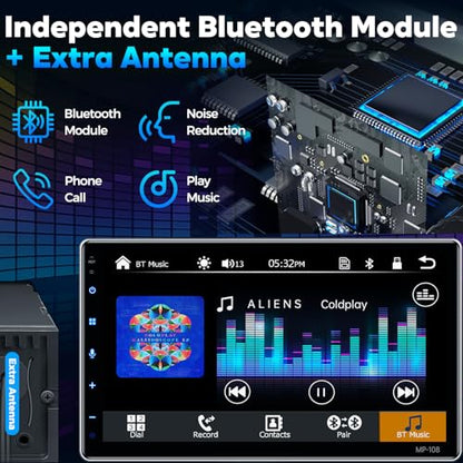 PLZ 10.1" Wireless Single Din Car Radio Stereo with Apple Carplay Android Auto Touch Screen, Car Play Audio Receivers Headunit, Bluetooth 5.3, Backup Camera, 240W, 2 Subwoofers, Navigation, FM/AM, SWC - size: 10.1"