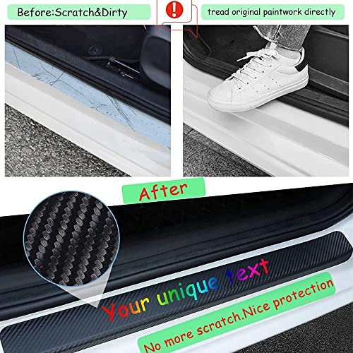 Custom Car Door Sill Protector Personalized Text/Logo Decal Decorative Carbon Fiber Anti-Scratch Sticker Entry Guard Décor