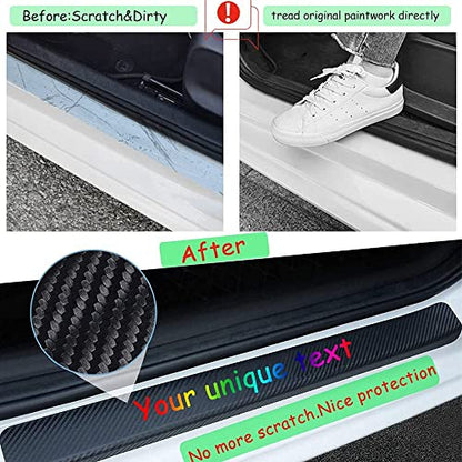 Custom Car Door Sill Protector Personalized Text/Logo Decal Decorative Carbon Fiber Anti-Scratch Sticker Entry Guard Décor