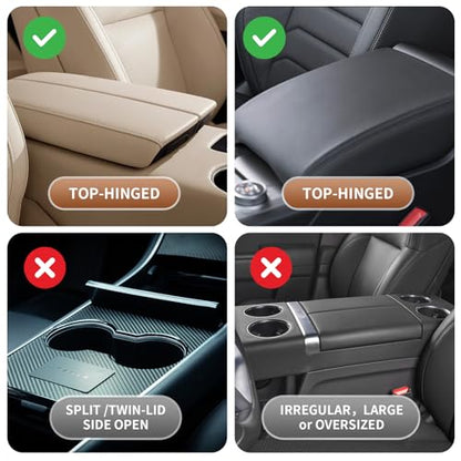 5-in-1 Universal Car Center Console Cover with Cup Holder, Upgrade Armrest Cushion for Car with Side Storage, PVC Leather Armrest Cover Pad with Phone Slot & Tissue Holder, Black - color: Black