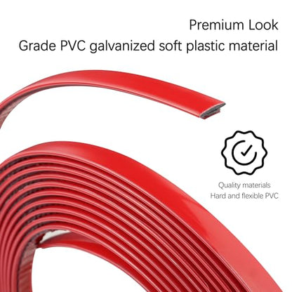 16.4Ft Cuttable Automotive Trim Strip,Anti-Scratch Car Door Trim Molding Car Exterior Accessories,Universal CCar Stickers Trim Strip for Hood,Window,Door,Bumper,Headlight (Red)