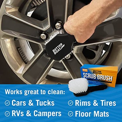 Stiff Hand Scrub Brush, Short Handle Heavy Duty Tire and Wheel Cleaning Tool, Outdoor Boat Scrubber with Handle, Carpet Cleaner, All-Purpose Cleaning Brush - style: Short Handle