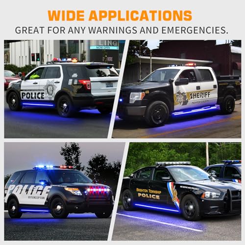 XRIDONSEN 2PCS 60 inch Blue Running Board Emergency Lights Strip 720 LED Strobe Lights Flashing Warning Safety First Responder Light for Police Firefighter Vehicles Ambulance Trucks Pickup SUV - color: Blue