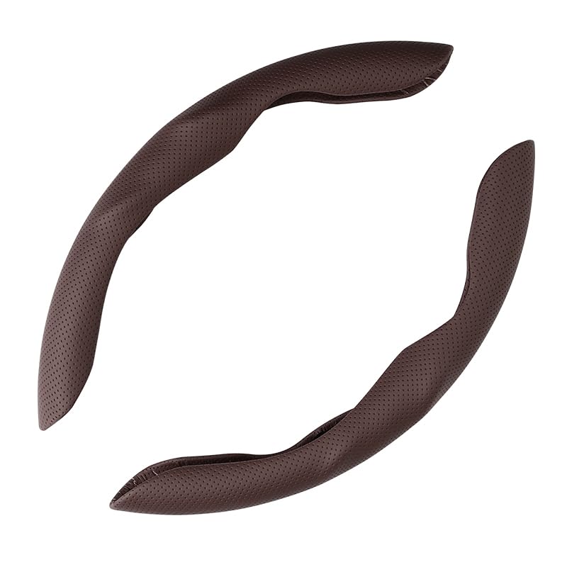 Car Steering Wheel Cover, Nappa Leather, Segmented, Anti-Slip, Odorless, Breathable, for General Motors, 14-15inch (Coffee) - color: Coffee