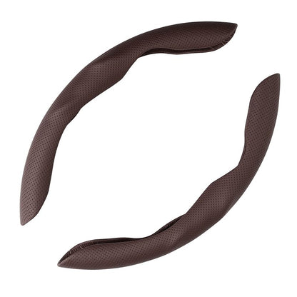 Car Steering Wheel Cover, Nappa Leather, Segmented, Anti-Slip, Odorless, Breathable, for General Motors, 14-15inch (Coffee) - color: Coffee