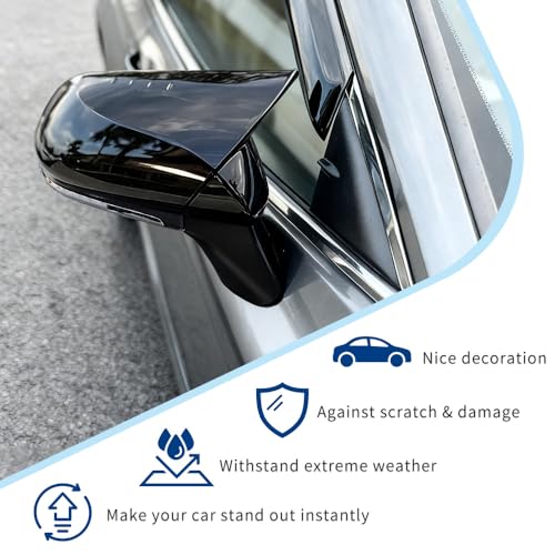 Side Mirror Cover Compatible with Toyota (Camry 2018-2025, Ox Horn Style-Gloss Black) - size: Ox Horn Style-gloss Black