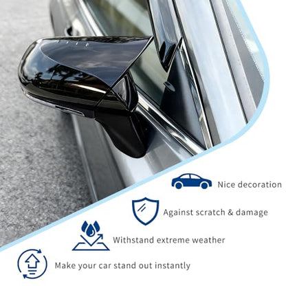 Side Mirror Cover Compatible with Toyota (Camry 2018-2025, Ox Horn Style-Gloss Black) - size: Ox Horn Style-gloss Black