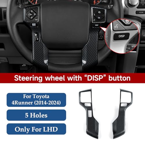 Car ABS Sticker Carbon Fiber Decal Cover Interior Trim Accessories for Toyota 4Runner SUV 2010-2025 Black - color: Wheel