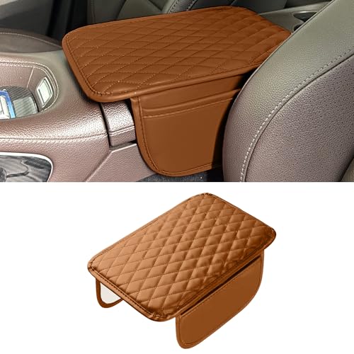 Upgraded Car Middle Center Console Cover with 2 Storage, Universal Microfiber Leather Car Armrest Cover Cushion Universal Vehicle Middle Console Cover, Most Vehicle, SUV, Truck. (Orange) - color: Orange