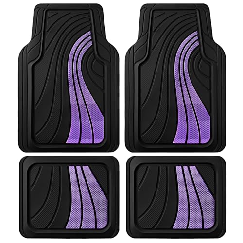 Road Comforts Car Floor Mats Full Set – Front & Rear Car Floor Mats with Aluminum Design, Anti-Slip Backing, All-Weather Protection, Trim-to-Fit Car Mats for Most Sedans, SUVs & Vans - Lighet Purple - color: Light Purple