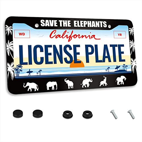 Save The Elephant License Plate Frame Animal License Plate Frames for Car Decorative Parts Stainless Steel License Plate for Standard Us Canada License Plate Holder 12x6 Inch - color: Save The Elephant Animal, size: One size