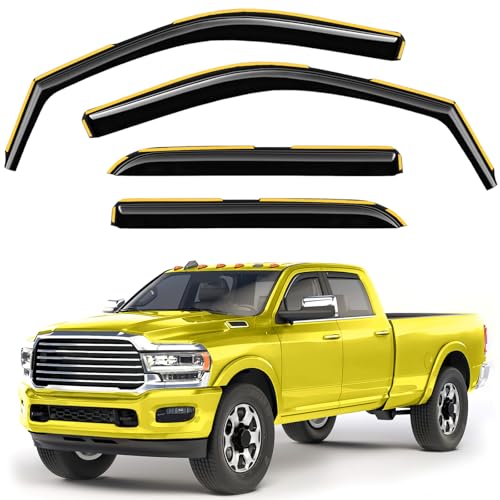 in-Channel Window Rain Guards Fit for Dodge RAM 2500 3500 2019-2026 Crew Cab Extra Durable Window Deflectors Big Horn Vent Visors Vent Shades Truck Window Visor Exterior Car Accessories - size: 2019-2026 Dodge RAM 2500 3500 Crew Cab