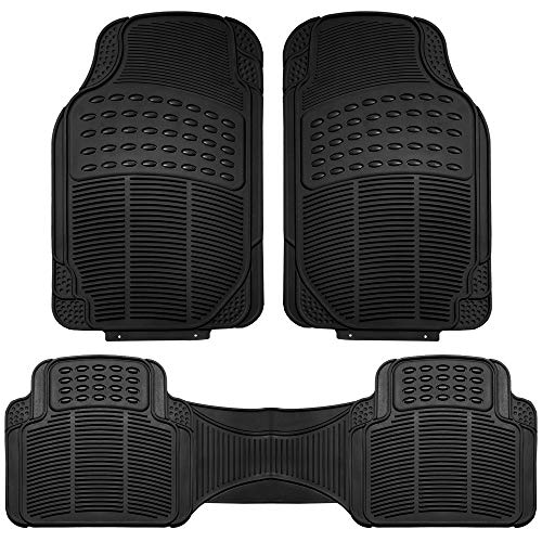 TLH Car Floor Mats - Heavy-Duty Black Rubber Floor Mats for Cars, Universal Fit Full Set, Trimmable Automotive Floor Mats, Climaproof™ All Weather Floor Mats Floor Mats for Most Sedan, SUV, and Truck - color: Black
