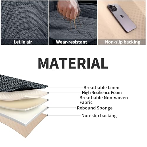 Linen Car Seat Covers Breathable Cloth Fabric Front Seat Protectors Automotive seat Covers Universal Fit for Most Cars Vans SUVs and Trucks（Gray，2PCS） - color: GRAY