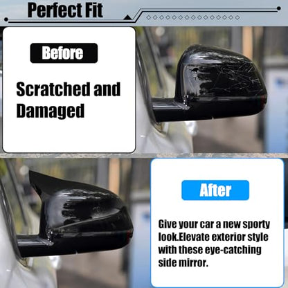 Jaronx Compatible with BMW Mirror Cover X3 G01 2019-2024,X4 G02/X5 G05/X7 G07 2019-2024,X6 G06 2020-2024, Clip-on M Style Horn Rearview Mirror Caps for BMW,Left Driver & Right Passenger (Glossy Black) - size: Mirror Cover Black