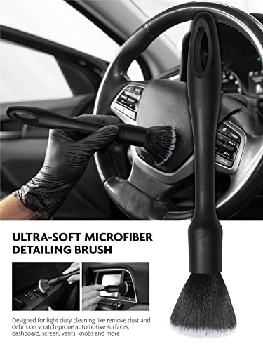 Fantasticlean 9PCS Car Interior Detailing Set, Microfiber Cloth & Applicator, Single-Head Detailing Brushes, Natural Bristles, Scratch-Free & Ultra-Soft for Seats Leather Care or Cleaning - size: IT-ACS01-NT
