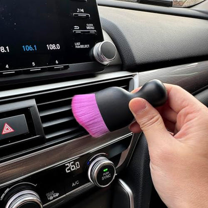 Car Detailing Brush, Soft Bristle Cleaning Brush, Scratch-Free Auto Duster Tool for Dashboard, Air Vents, Leather & Interior Cleaning (Black&Purple&Rose) - color: Black&Purple&Rose