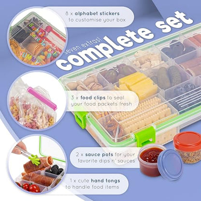 Create-ables Snackle Box Container Reel Bites BPA-Free Snack Container for Travel, 13-Compartment Snackle Box with Adjustable Dividers, Dishwasher Safe – 10.5 inch - size: 10.5 inch