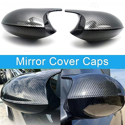 Side Mirror Cover Caps Compatible with BMW 3 Series E90 E91 (2005-2007) & 1 Series E82 E87 Pre-LCI, Rearview Door Mirror Shell Replacement for 325i 328i 330i, Carbon Fiber Look - size: Carbon Fiber Look, style: 05-07 E90