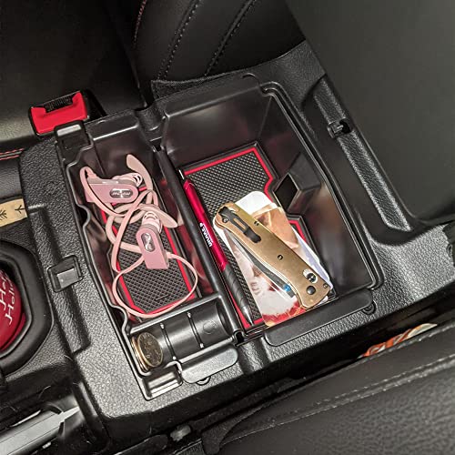 EDBETOS Center Console Organizer Tray Compatible with Jeep Wrangler JL/JLU 2018-2023 2024 2025 2026 and Gladiator JT Truck 2020-2026 Insert Accessories - Won't Covers The Light Inside (Red Trim) - color: Red
