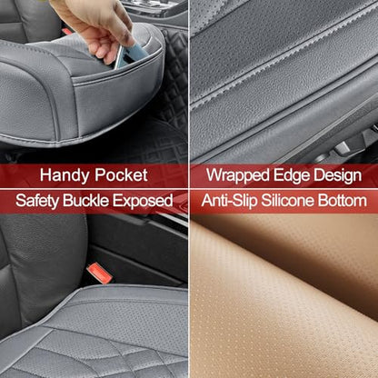 BOPUOVRE 2-Pack Leather Front Car Seat Covers - Bottom Car Seat Covers Fully Wrapped, Non-Slip and Waterproof, Fits Most Vehicles Gray - color: gray, size: 2 piece